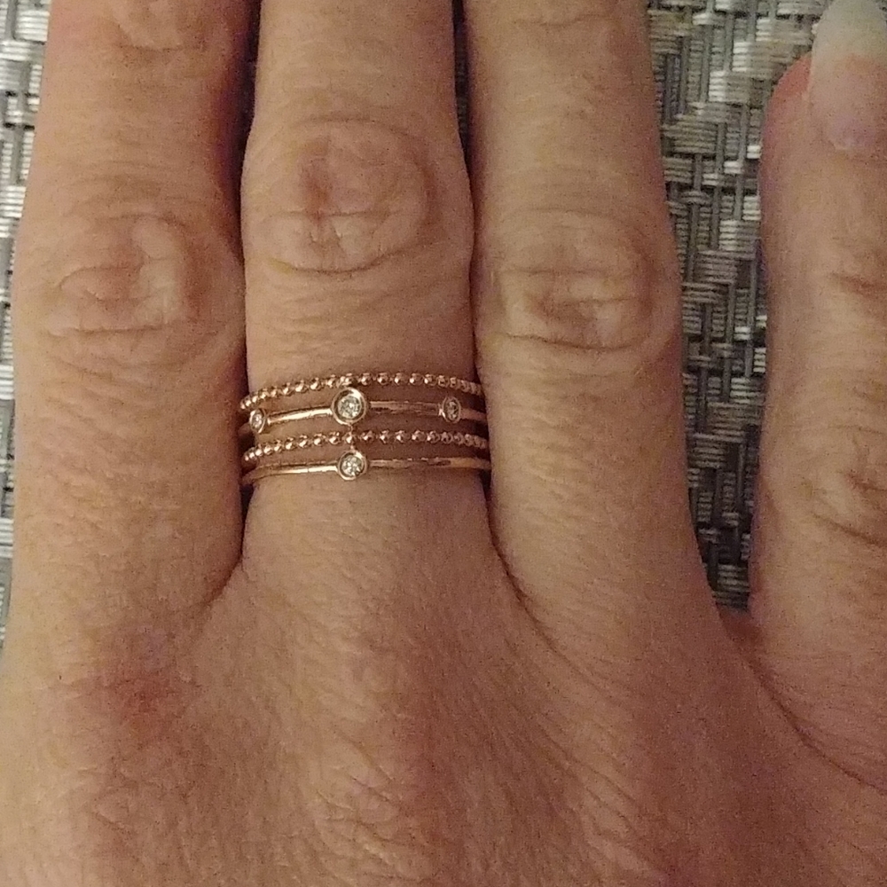 14 karat rose gold and diamond stackable ring